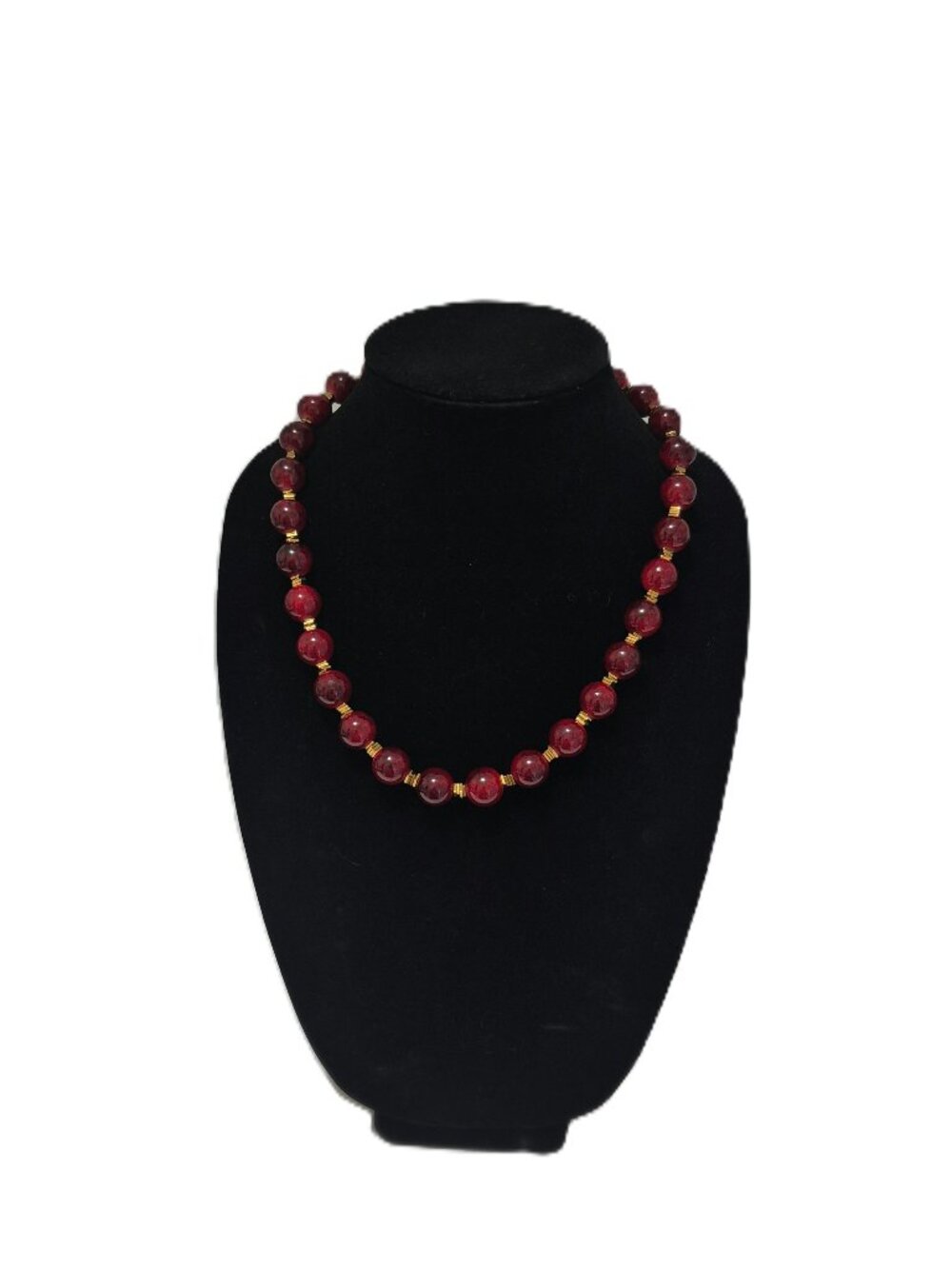 Burgandy Red Glass Beaded Necklace